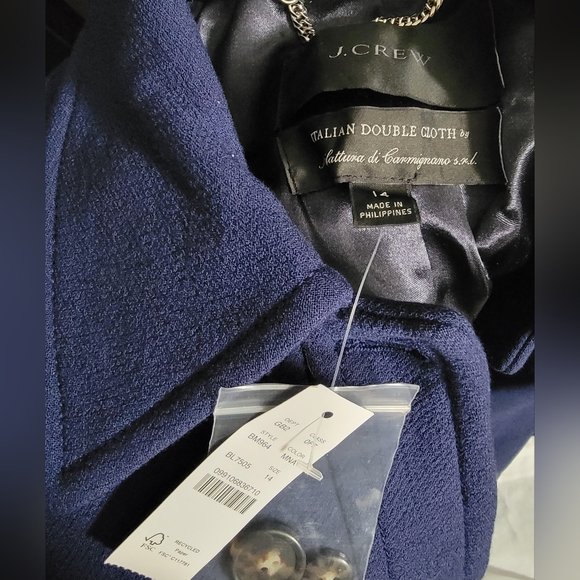 NwT Jcrew navy blue coat jacket wool lady day Italy princess sz 14 - Picture 8 of 10